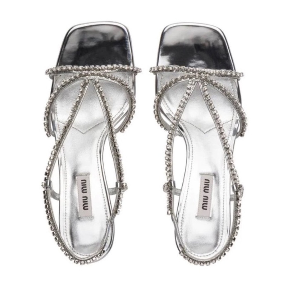 Miu Miu Crystal embellished white sandal 8.5